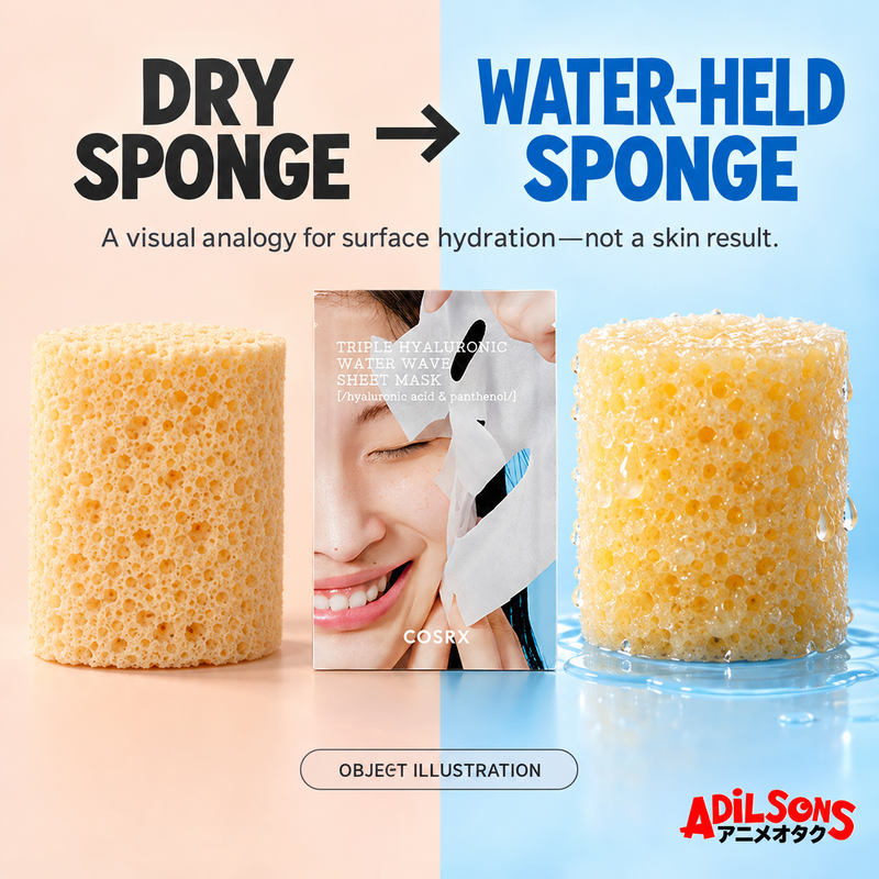 COSRX Hydrium Triple Hyaluronic Water Wave Sheet Mask — before after diagram | Adilsons creative 4