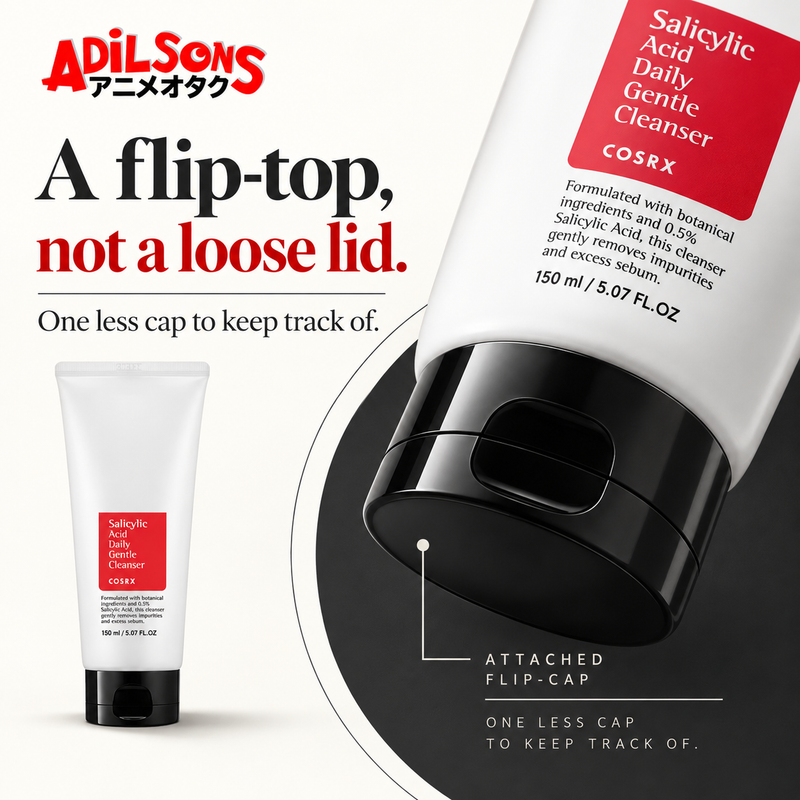 COSRX Salicylic Acid Daily Gentle Cleanser150ml — A flip-top, not a loose lid.