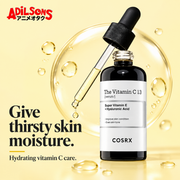 COSRX The Vitamin C 13 Serum 20ml in an Adilsons creative about moisture benefit not vehicle/finish.