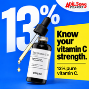 COSRX The Vitamin C 13 Serum 20ml in an Adilsons creative about explicit concentration selection distinct from chemical identity.
