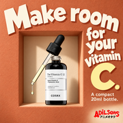 COSRX The Vitamin C 13 Serum 20ml in an Adilsons creative about physical format selection, no lifespan/travelcompliance claim.