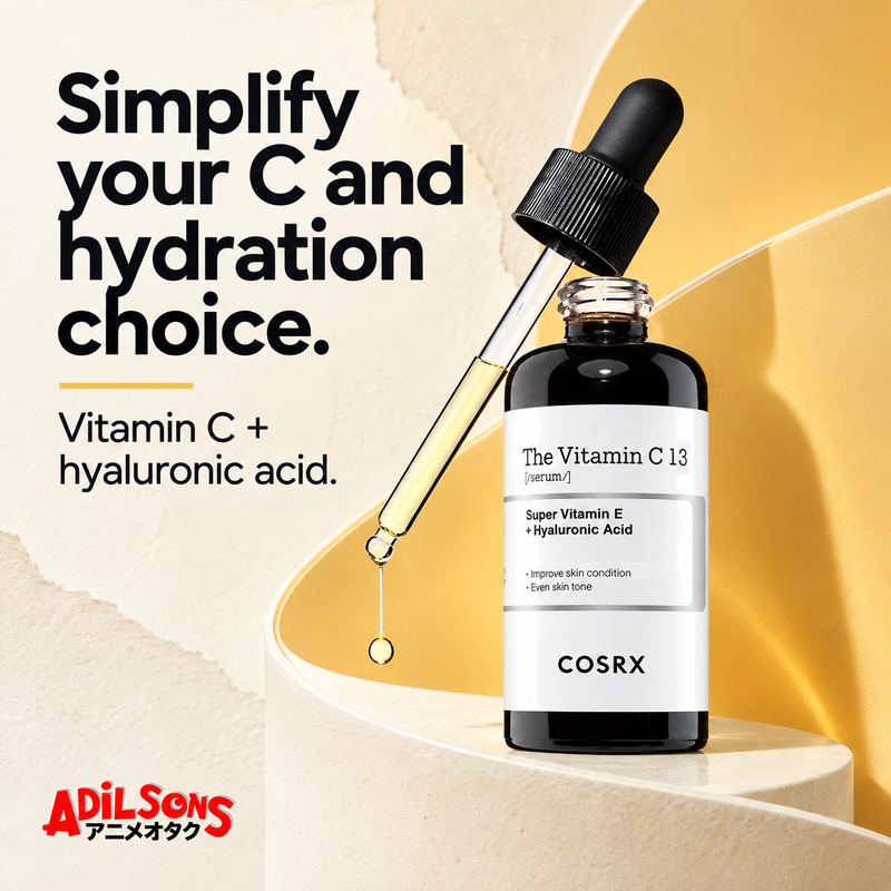 COSRX The Vitamin C 13 Serum 20ml in an Adilsons creative about coformulation for paired ingredient preference distinct from standalone moisture.