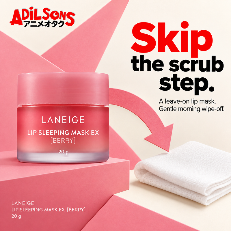 LANEIGE Berry Lip Sleeping Mask EX 20g — Skip the scrub step. A leave-on lip mask. Gentle morning wipe-off.