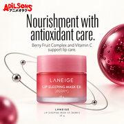 LANEIGE Berry Lip Sleeping Mask EX 20g — Nourishment with antioxidant care. Berry Fruit Complex and Vitamin C support lip care.