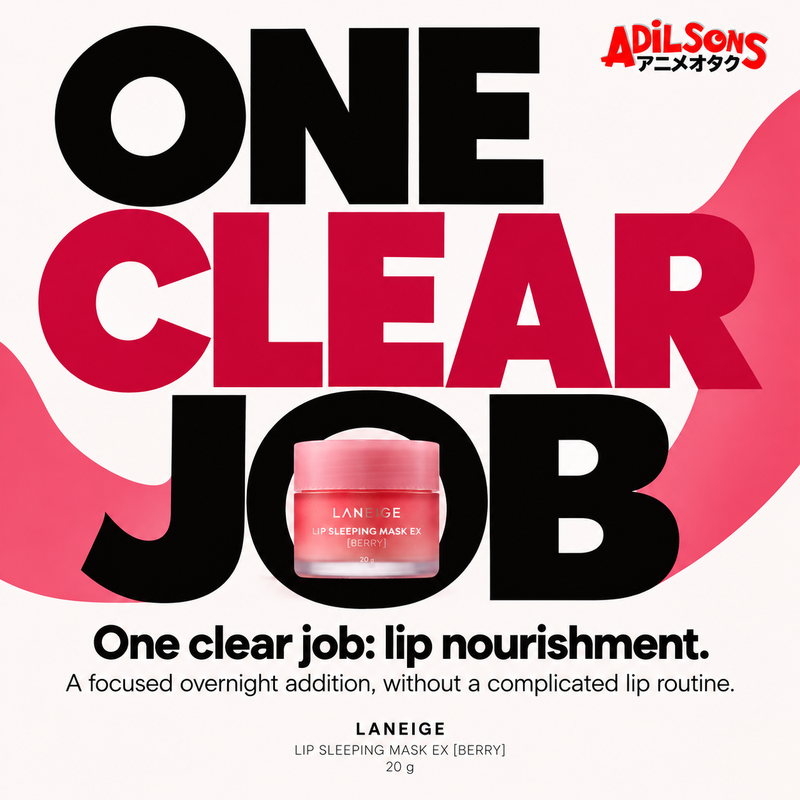 LANEIGE Berry Lip Sleeping Mask EX 20g — One clear job: lip nourishment. A focused overnight addition, without a complicated lip routine.