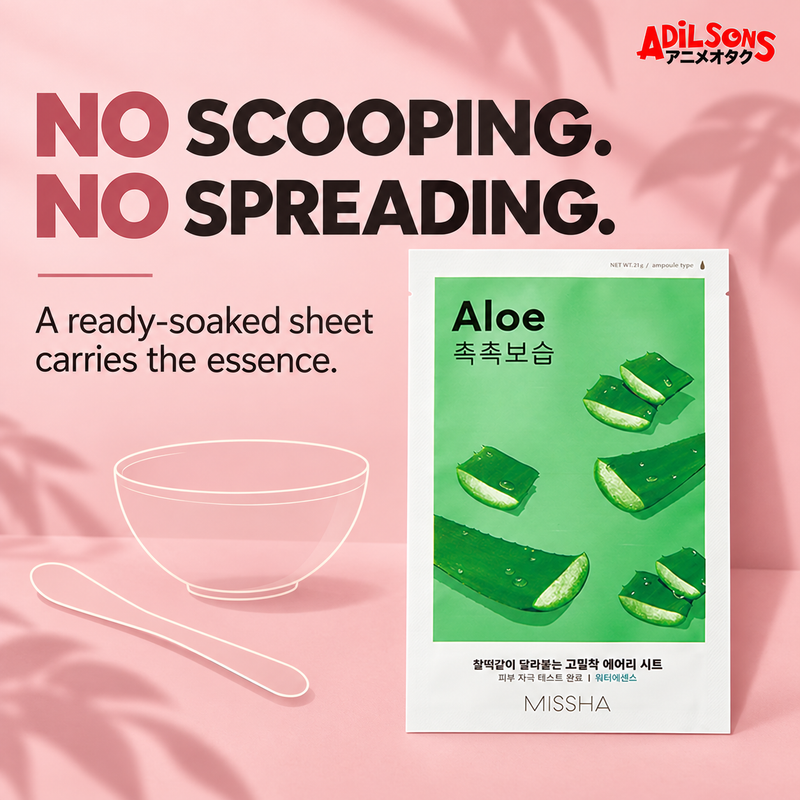 NO SCOOPING. NO SPREADING. A ready-soaked sheet carries the essence.