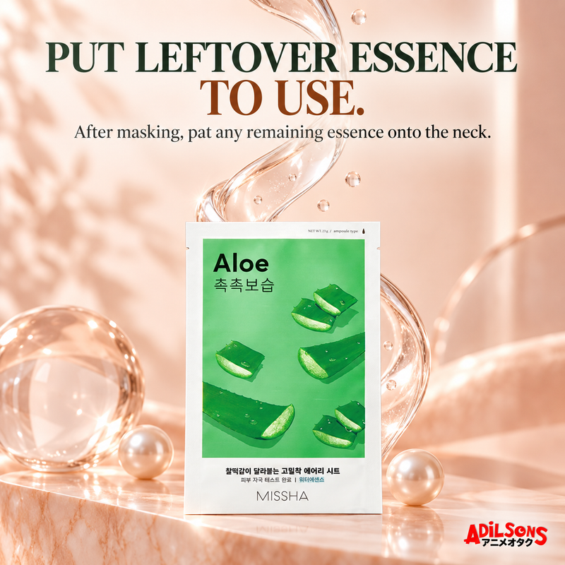 PUT LEFTOVER ESSENCE TO USE. After masking, pat any remaining essence onto the neck.