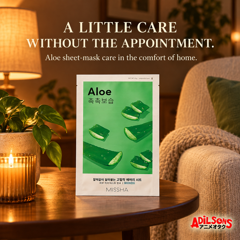 A LITTLE CARE WITHOUT THE APPOINTMENT. Aloe sheet-mask care in the comfort of home.