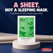 A SHEET, NOT A SLEEPING MASK. A defined 15–20-minute wear time.