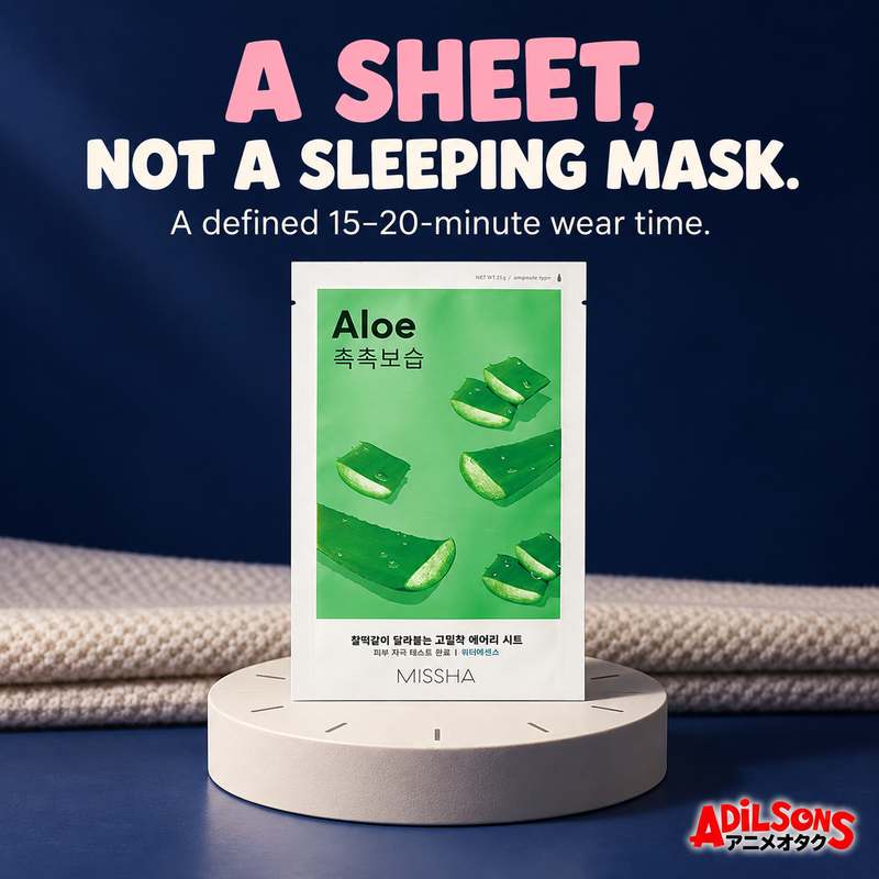 A SHEET, NOT A SLEEPING MASK. A defined 15–20-minute wear time.