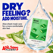 DRY FEELING? ADD MOISTURE. Aloe sheet-mask care for a more comfortable skin feel.