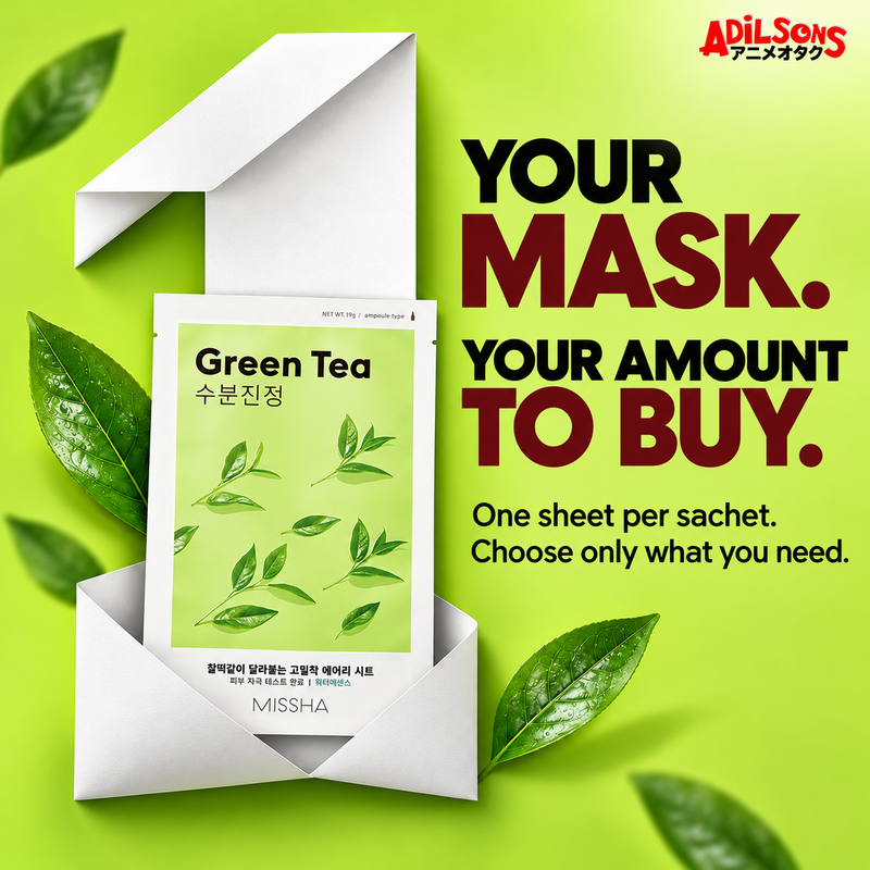 MISSHA Green Tea mask presented as one individually selectable sachet.