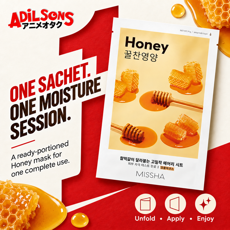 ONE SACHET. ONE MOISTURE SESSION. A ready-portioned Honey mask for one complete use.