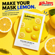 MISSHA Airy Fit Lemon sheet mask creative: MAKE YOUR MASK LEMON. Lemon extract in one ready-to-use sheet.