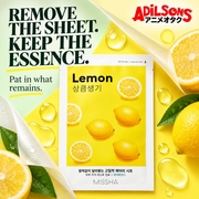 MISSHA Airy Fit Lemon sheet mask creative: REMOVE THE SHEET. KEEP THE ESSENCE. Pat in what remains.