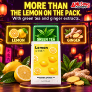 MISSHA Airy Fit Lemon sheet mask creative: MORE THAN THE LEMON ON THE PACK. With green tea and ginger extracts.