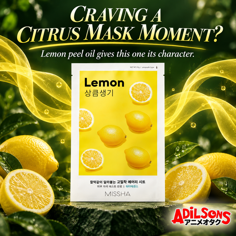 MISSHA Airy Fit Lemon sheet mask creative: CRAVING A CITRUS MASK MOMENT? Lemon peel oil gives this one its character.