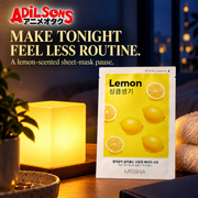 MISSHA Airy Fit Lemon sheet mask creative: MAKE TONIGHT FEEL LESS ROUTINE. A lemon-scented sheet-mask pause.
