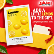 MISSHA Airy Fit Lemon sheet mask creative: ADD A LITTLE LEMON TO THE GIFT. A bright single-sheet extra.