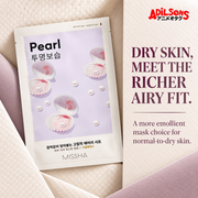 MISSHA Airy Fit Sheet Mask Pearl — DRY SKIN, MEET THE RICHER AIRY FIT. A more emollient mask choice for normal-to-dry skin.