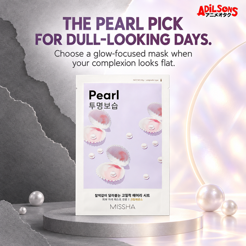 MISSHA Airy Fit Sheet Mask Pearl — THE PEARL PICK FOR DULL-LOOKING DAYS. Choose a glow-focused mask when your complexion looks flat.
