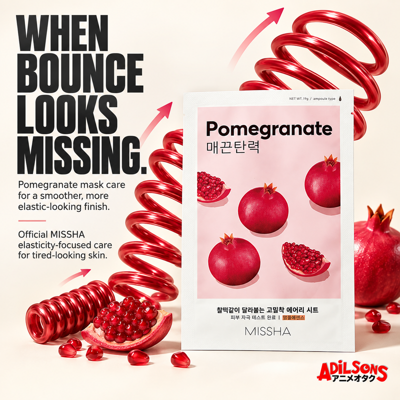 WHEN BOUNCE LOOKS MISSING. Pomegranate mask care for a smoother, more elastic-looking finish.
