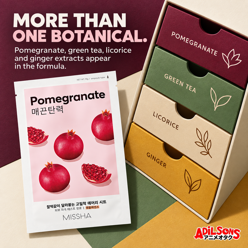 MORE THAN ONE BOTANICAL. Pomegranate, green tea, licorice and ginger extracts appear in the formula.