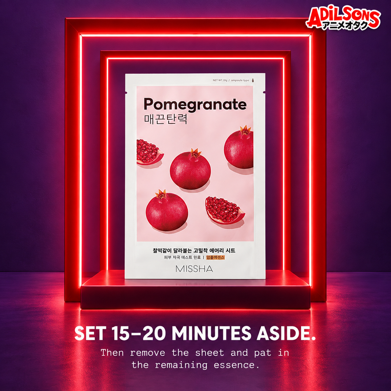 SET 15–20 MINUTES ASIDE. Then remove the sheet and pat in the remaining essence.