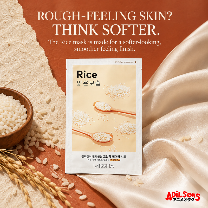 ROUGH-FEELING SKIN? THINK SOFTER. The Rice mask is made for a softer-looking, smoother-feeling finish.