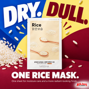 DRY. DULL. ONE RICE MASK. One sheet for moisture care and a more radiant-looking finish.
