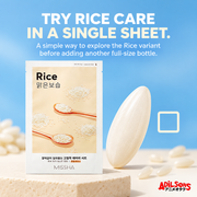 TRY RICE CARE IN A SINGLE SHEET. A simple way to explore the Rice variant before adding another full-size bottle.