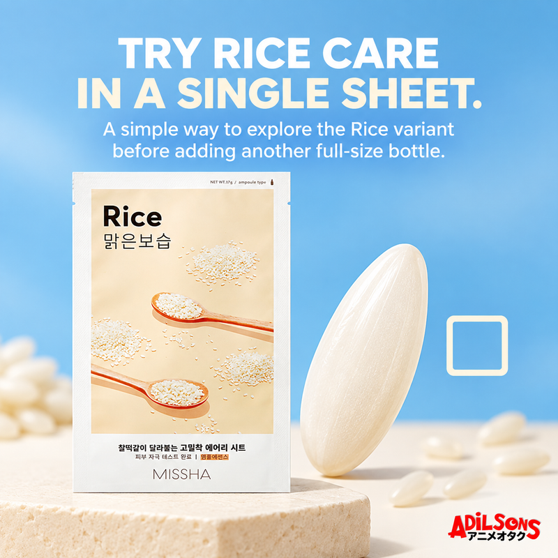 TRY RICE CARE IN A SINGLE SHEET. A simple way to explore the Rice variant before adding another full-size bottle.