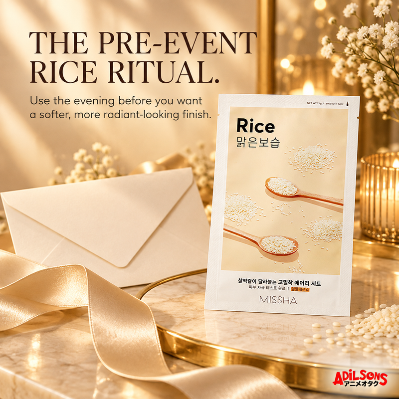 THE PRE-EVENT RICE RITUAL. Use the evening before you want a softer, more radiant-looking finish.