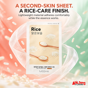A SECOND-SKIN SHEET. A RICE-CARE FINISH. Lightweight material adheres comfortably while the essence works.