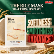 THE RICE MASK THAT EARNS ITS PLACE. Softness, smoothness and radiance support in one sheet.