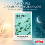 MISSHA Airy Fit Sheet Mask Tea Tree — AM OR PM, CHOOSE YOUR MASK MOMENT. The Tea Tree mask fits either side of your day.