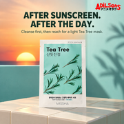 MISSHA Airy Fit Sheet Mask Tea Tree — AFTER SUNSCREEN. AFTER THE DAY. Cleanse first, then reach for a light Tea Tree mask.
