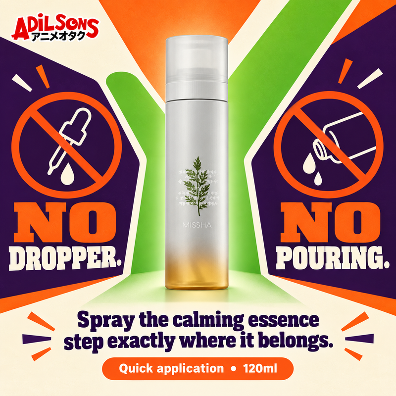NO DROPPER. NO POURING. Spray the calming essence step exactly where it belongs.