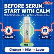 BEFORE SERUM, START WITH CALM. Mist after cleansing, then continue with your routine.
