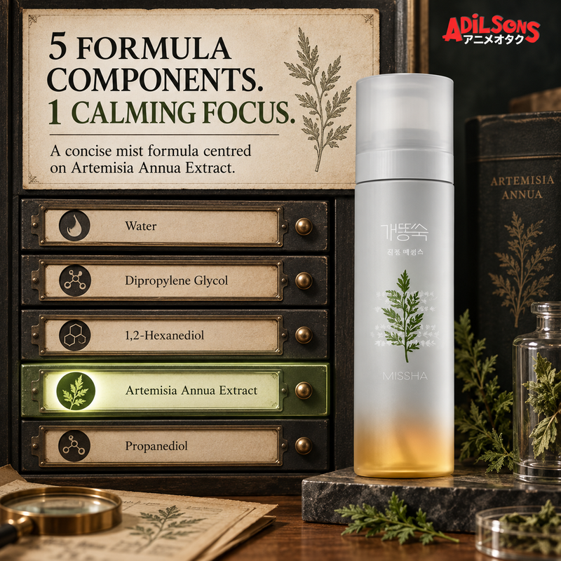 5 FORMULA COMPONENTS. 1 CALMING FOCUS. A concise mist formula centred on Artemisia Annua Extract.