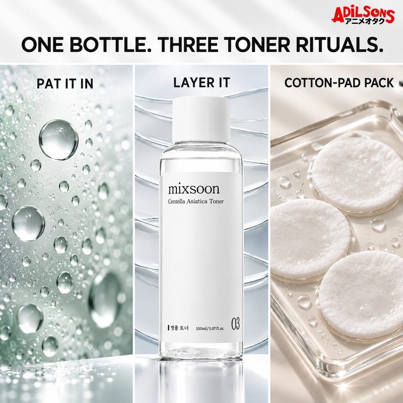 MIXSOON Centella Asiatica Toner 150ml creative: three use modes.