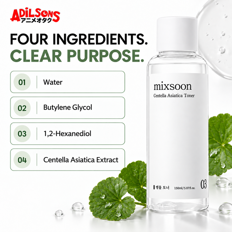 MIXSOON Centella Asiatica Toner 150ml creative: four-ingredient formula.