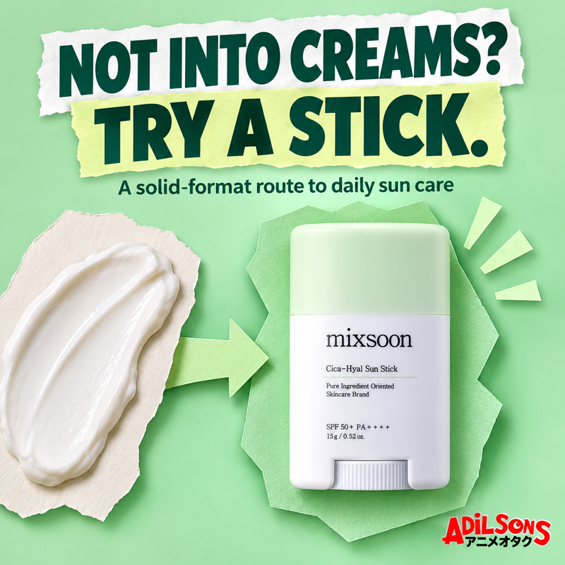 MIXSOON Cica Hyal Sun Stick 15g ad: Not Into Creams? Try A Stick.