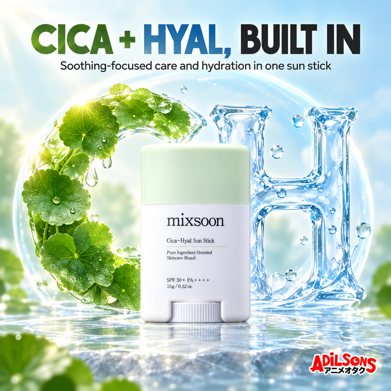 MIXSOON Cica Hyal Sun Stick 15g ad: Cica + Hyal, Built In