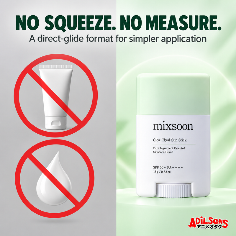 MIXSOON Cica Hyal Sun Stick 15g ad: No Squeeze. No Measure.