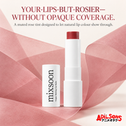 YOUR-LIPS-BUT-ROSier—WITHOUT OPAQUE COVERAGE. A muted rose tint designed to let natural lip colour show through.