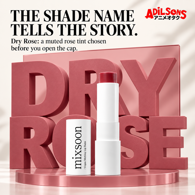 THE SHADE NAME TELLS THE STORY. Dry Rose: a muted rose tint chosen before you open the cap.