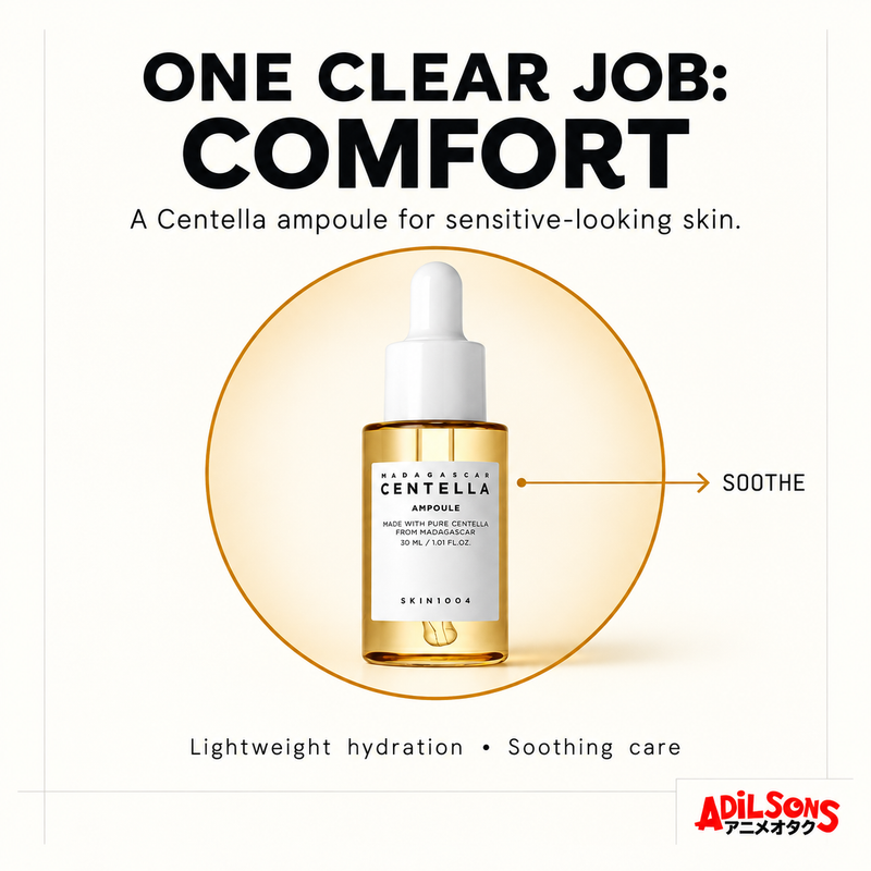 SKIN1004 Centella Ampoule with one clear job: comfort sensitive-looking skin.
