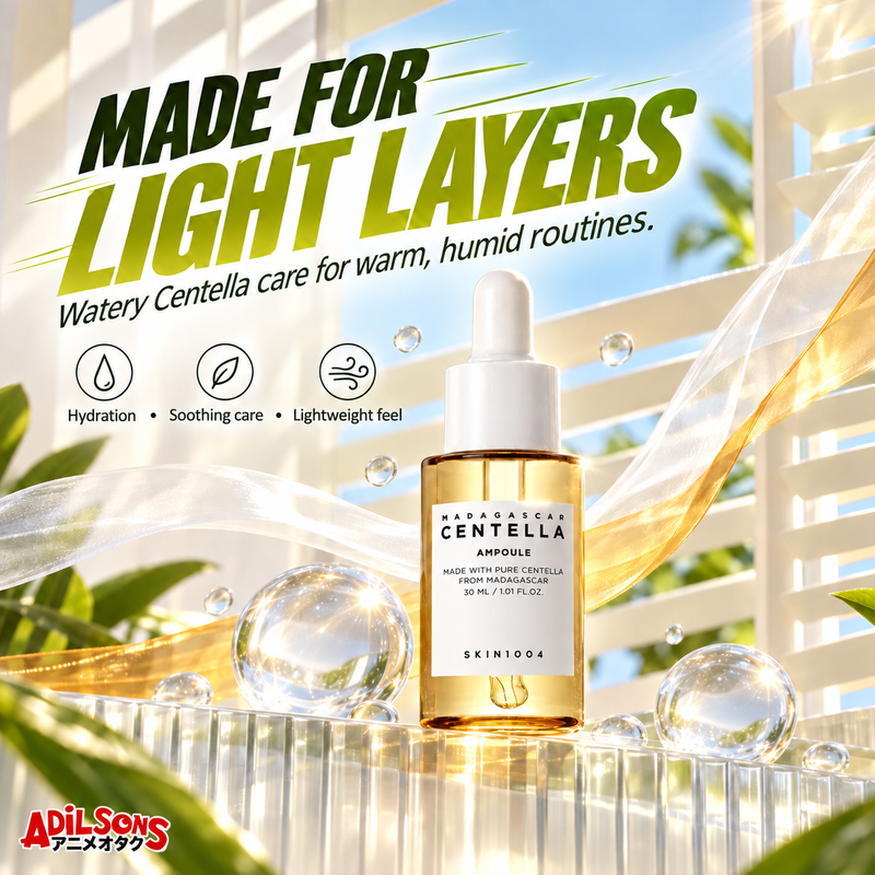 Watery Centella care made for light layers in warm, humid routines.