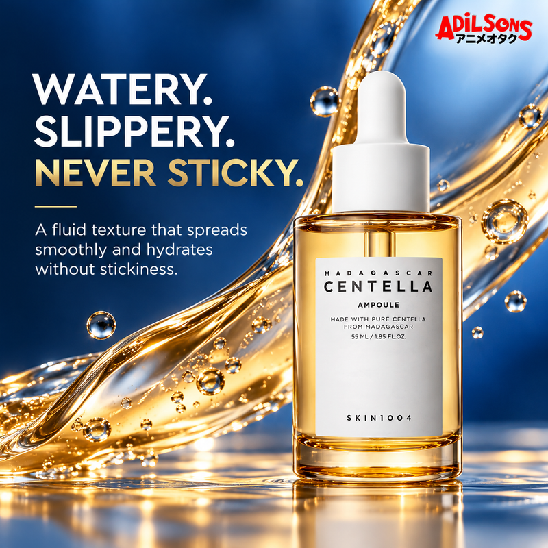 SKIN1004 Madagascar Centella Ampoule 55ml creative: watery non-sticky texture.